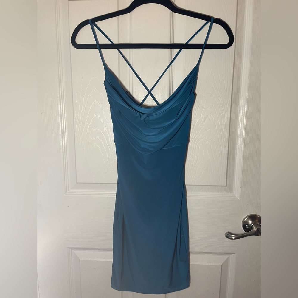 Aqua blue mini dress